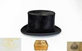 A Good Quality Silk Top Hat Made by Henry Heath - London Comes with Judges White Silk Wing Collar