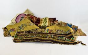 Large Collection Of Antique And Vintage Furnishing Fabrics And Trims Approx 18 pieces in total to