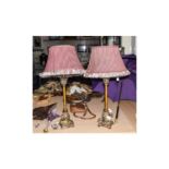 Table Lamps A pair of contemporary ornate base lamps. Rococo style moulding to top and base,