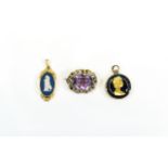 Three Items Of Costume Jewellery To include small oval Jasperware pendant,