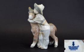 Lladro Figure ' Platero and Marcelino ' Model No 1181. Issued 1971 - 1989. Height 7.75 Inches.