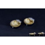 Victorian Period - Fine Miniature Pair of Shell Design Bon Bon Dishes ( 2 ) Gilt Interior,