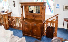 Oak Arts And Crafts Dresser/Hall Unit Large dresser with sinuous floral inlaid design.