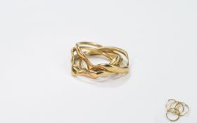 9ct Gold Interlocking Rings ( 4 ) In Total. Not Marked but Tests Gold. 5 grams.