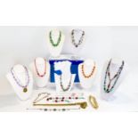 A Ladies Good Collection of Assorted Vintage and Antique Period Stone Set Necklaces ( 18 ) In Total.