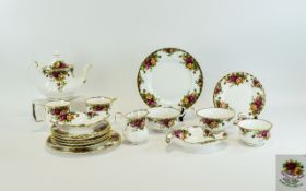 Royal Albert Old Country Roses part teaset to include teapot, cups and saucers, milk jug,