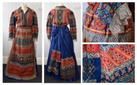 Vintage Slavic Embroidered Three Piece Ladies Outfit. Comprising jacket, skirt and apron. Jacket