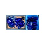Mixed Lot of Blue Coloured Glass comprising canister, drinking glasses, decanter, vases,