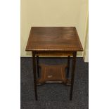 Edwardian Mahogany Inlaid and Square Topped Occasional Table with String Banding, Raised on 4
