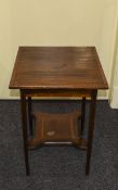 Edwardian Mahogany Inlaid and Square Topped Occasional Table with String Banding, Raised on 4