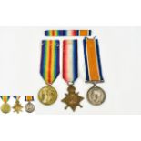 World War I Set of 3 Military Medals, Awarded to J. Johnston, M.F.A Stkpa.