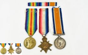 World War I Set of 3 Military Medals, Awarded to J. Johnston, M.F.A Stkpa.