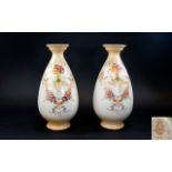 Crown Ducal Ware Pair of Blush Ivory Vases ' Louis ' Design on Cream Ground. c.1920's.