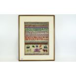 A Mid Victorian Sampler by Susannah Lonsdale, Features Alphabet Numbers, Royal Crest, Boat, Train,