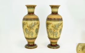 Villeroy and Boch Mettlach Very Fine Pair of Stone Wear Large and Elaborate Late 19th Century Vases.