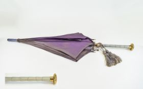Vintage Parasol 'Paragon, S.Fox & Co' Pale lavender silk parasol of wood and silk construct with