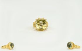 Green Amethyst Statement Ring, a 16.