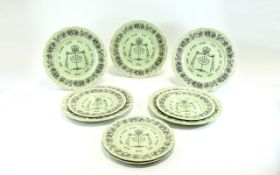 Grindley Royal Cauldon - 1920's Collection of Judaica Passover Plates ( 9 ) Plates In Total.