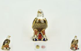 Royal Crown Derby Paperweight ' Bold Eagle ' Gold Stopper. Date 2001. 7 Inches High.