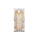Vintage Lambs Leather And Mink Coat Long line ladies 1960's coat in cream leather with blonde mink