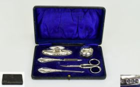 George V Period ( 5 ) Piece Silver Manicure Set. Hallmark Birmingham 1920. Original Period Box.