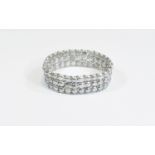 Silver Grey Fresh Water Pearl Three Row Bracelet,