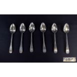 18th / 19th Century Set of Six Silver Tea Spoons. Hallmarked for Newcastle of Plain Form.