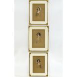 Regency Period Pencil And Chalk Pastel Portraits Three in total depicting female portraits,