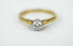 18ct Gold Set Single Stone Diamond Ring diamond of excellent colour and clarity.