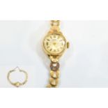 Rotary - Ladies Mechanical 9ct Gold Cased Watch with Integral 9ct Gold Fancy Bracelet.