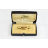 Victorian 9ct Gold Brooch Set with Garnets, With Original Period Box, Marked 9ct. 1.