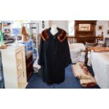 Vintage Astrakhan And Russet Mink Collared Coat Early 1960's ladies coat in dramatic swing shape