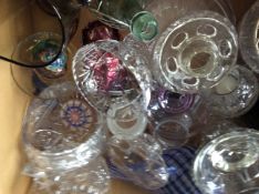 Box Containing A Quantity Of Glass To Include Murano Style Coloured Vase, Paperweights, Bowls,