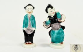 Royal Worcester Hand Painted Chinese Figures (2). 1.