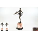 Art Deco - Impressive and Stylish Reproduction Bronze Figure / Sculpture of ' The Girl with The