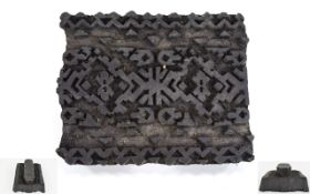 Chinese - Antique Hand Made Carved Wood Printing Block ( Pattern ) Used for Wallpapers / Fabrics