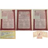 A Collection of Russian Railway Bondsv- 4% Moskau - Kasan, Dated Moskau 1901 ( 9 ) In Total.