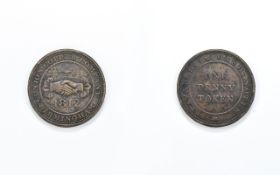 Conder Union Copper Company, Birmingham - One Penny Bronze Token - Coin. Date 1812.