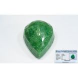 Natural Green Emerald Pear Mixed Cut. Weight 2167.00 cts, Refractive Index 1.58.