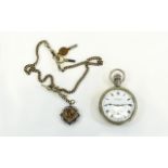 Antique - White Metal Cased Open Faced Pocket Watch with White Porcelain Dial and Marked John