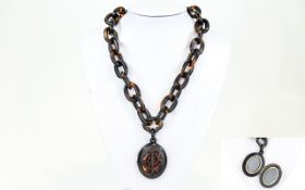 Regency - Early Victorian Period Nice Quality and Impressive Tortoiseshell Oval Shaped Locket with