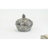 Anglo - Indian 19th Century Silver Lidded Small Bowl with Extensive Chased Decoration to Body and