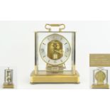 Kundo Kieninger and Obergfell Brass and Glass Cased Magnetic Electronic Mantel Clock, 6 Jewels