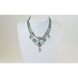 Roaring 1920's Style Period Paste Set Metal Necklace of Elegant and Impressive Form - Please See