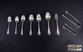 A Collection of Antique Silver Flatware, Includes a Georgian III Pair of Sugar Nips. Marked S.A.