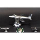 Dunhill - Vintage Polished Chrome Table Lighter In The Form of F86 Sabre Jet Fighter From 1954.