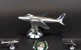 Dunhill - Vintage Polished Chrome Table Lighter In The Form of F86 Sabre Jet Fighter From 1954.