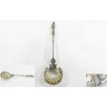Victorian Period Figural Topped - Silver Sifter. The Stem and Bowl of Ornate and Pierced Work.