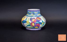 Poole - Carter Sadler & Adams - Onion Shaped Vase. Designer Trudi Carter, Stylish Floral Design.