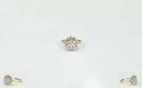 Ladies 9ct Gold C.Z Set Cluster Ring. Fl